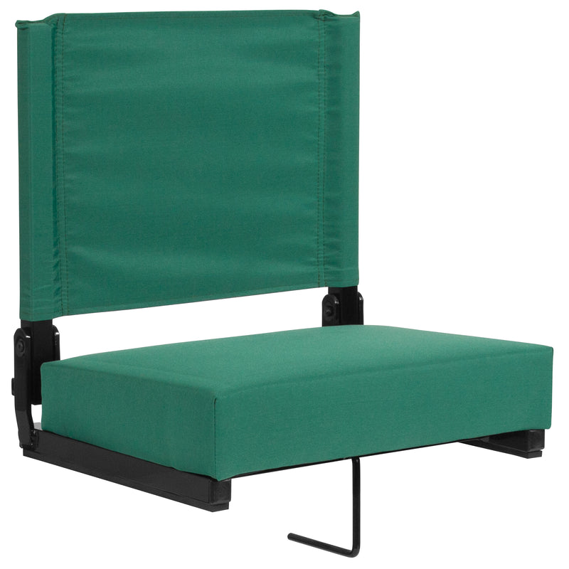 Grandstand Comfort Seats by Flash - 500 lb. Rated Lightweight Stadium Chair with Handle & Ultra-Padded Seat, Hunter Green