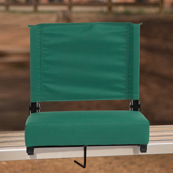 Grandstand Comfort Seats by Flash - 500 lb. Rated Lightweight Stadium Chair with Handle & Ultra-Padded Seat, Hunter Green