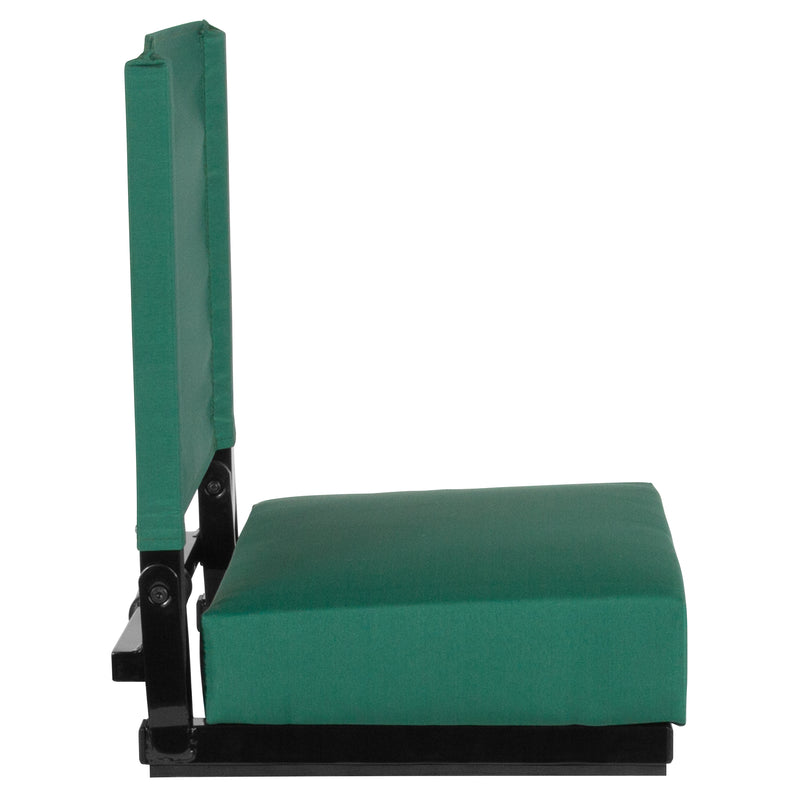 Grandstand Comfort Seats by Flash - 500 lb. Rated Lightweight Stadium Chair with Handle & Ultra-Padded Seat, Hunter Green