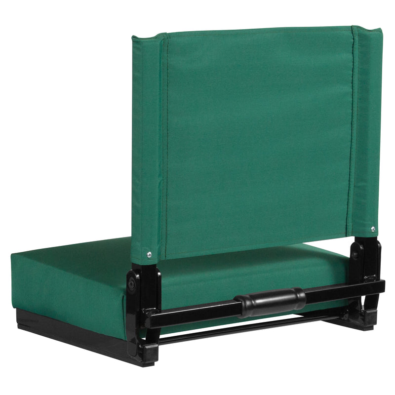 Grandstand Comfort Seats by Flash - 500 lb. Rated Lightweight Stadium Chair with Handle & Ultra-Padded Seat, Hunter Green