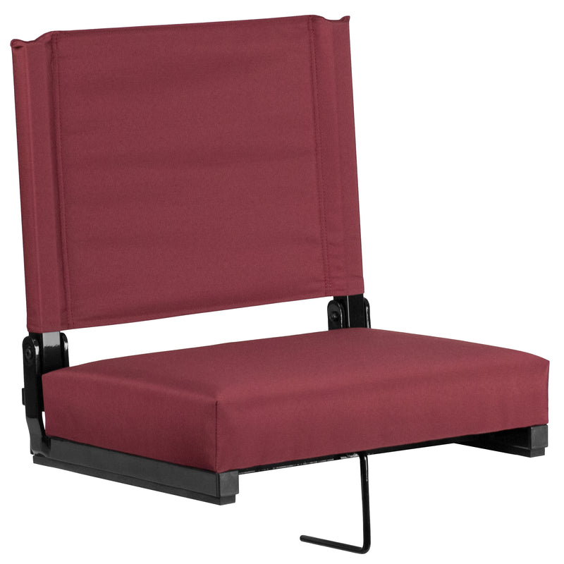 Grandstand Comfort Seats by Flash - 500 lb. Rated Lightweight Stadium Chair with Handle & Ultra-Padded Seat, Maroon