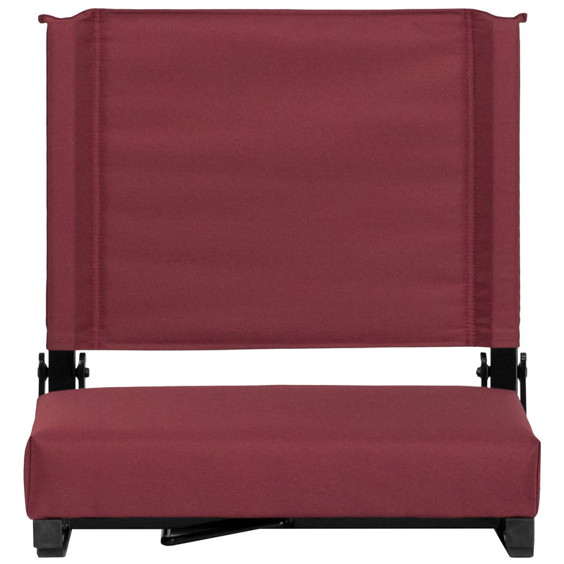 Grandstand Comfort Seats by Flash - 500 lb. Rated Lightweight Stadium Chair with Handle & Ultra-Padded Seat, Maroon