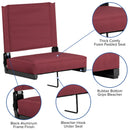 Grandstand Comfort Seats by Flash - 500 lb. Rated Lightweight Stadium Chair with Handle & Ultra-Padded Seat, Maroon