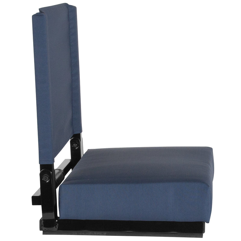 Grandstand Comfort Seats by Flash - 500 lb. Rated Lightweight Stadium Chair with Handle & Ultra-Padded Seat, Navy Blue