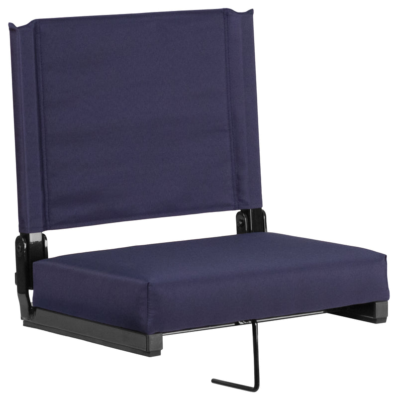 Grandstand Comfort Seats by Flash - 500 lb. Rated Lightweight Stadium Chair with Handle & Ultra-Padded Seat, Navy