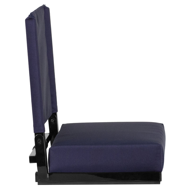 Grandstand Comfort Seats by Flash - 500 lb. Rated Lightweight Stadium Chair with Handle & Ultra-Padded Seat, Navy