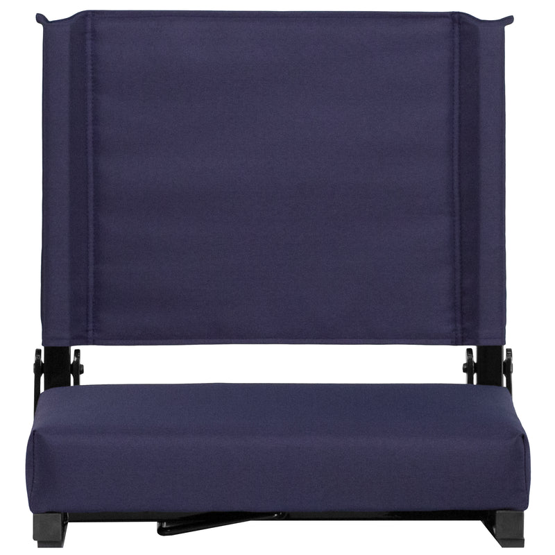 Grandstand Comfort Seats by Flash - 500 lb. Rated Lightweight Stadium Chair with Handle & Ultra-Padded Seat, Navy