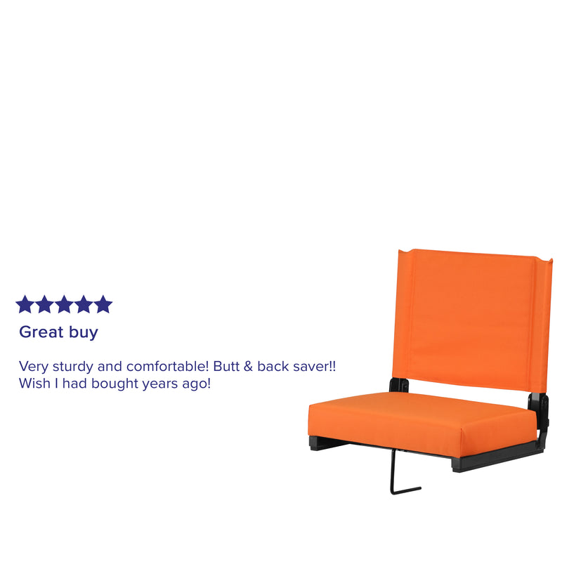 Grandstand Comfort Seats by Flash - 500 lb. Rated Lightweight Stadium Chair with Handle & Ultra-Padded Seat, Orange