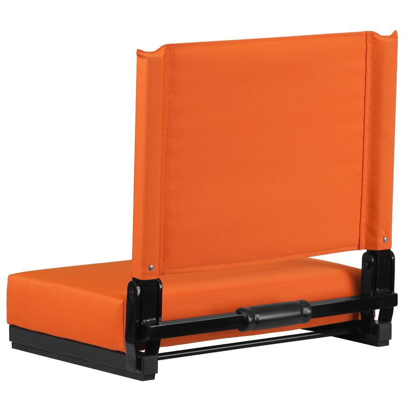 Grandstand Comfort Seats by Flash - 500 lb. Rated Lightweight Stadium Chair with Handle & Ultra-Padded Seat, Orange