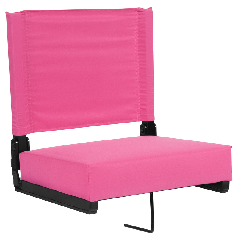 Grandstand Comfort Seats by Flash - 500 lb. Rated Lightweight Stadium Chair with Handle & Ultra-Padded Seat, Pink