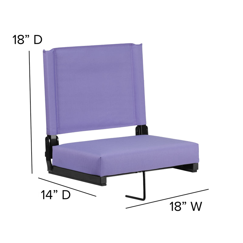 Grandstand Comfort Seats by Flash - 500 lb. Rated Lightweight Stadium Chair with Handle & Ultra-Padded Seat, Purple