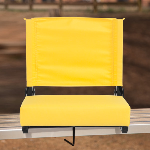 Grandstand Comfort Seats by Flash - 500 lb. Rated Lightweight Stadium Chair with Handle & Ultra-Padded Seat, Yellow