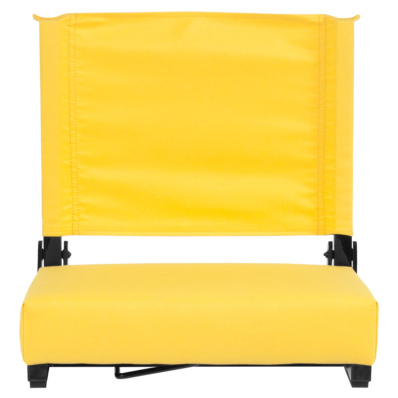 Grandstand Comfort Seats by Flash - 500 lb. Rated Lightweight Stadium Chair with Handle & Ultra-Padded Seat, Yellow