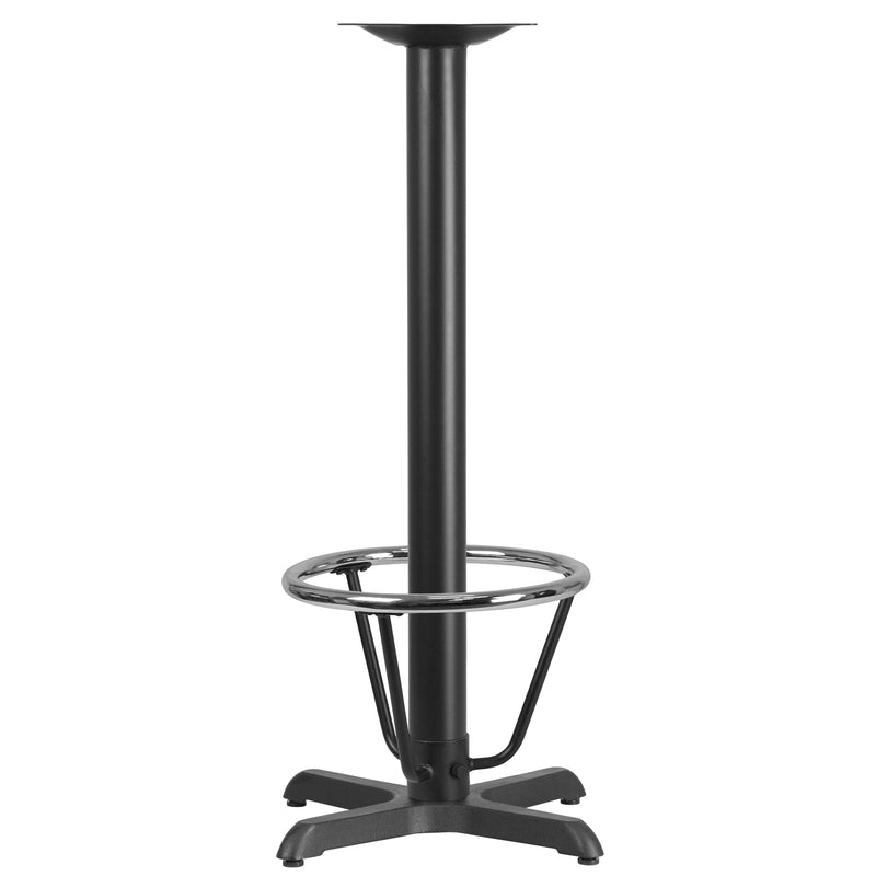 22'' x 22'' Restaurant Table X-Base with 3'' Dia. Bar Height Column and Foot Ring