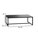 Outdoor Patio Coffee Table Commercial Grade Black Coffee Table for Deck, Porch, or Poolside - Steel Square Leg Frame