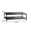 Outdoor 2 Tier Patio Coffee Table Commercial Grade Black Coffee Table for Deck, Porch, or Poolside - Steel Square Leg Frame