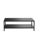 Outdoor 2 Tier Patio Coffee Table Commercial Grade Black Coffee Table for Deck, Porch, or Poolside - Steel Square Leg Frame