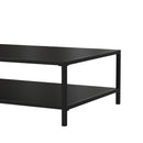 Outdoor 2 Tier Patio Coffee Table Commercial Grade Black Coffee Table for Deck, Porch, or Poolside - Steel Square Leg Frame