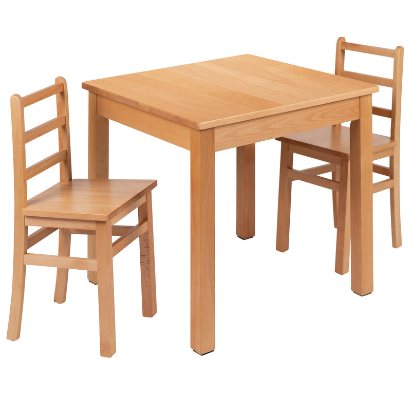 Kids Natural Solid Wood Table and Chair Set for Classroom, Playroom, Kitchen