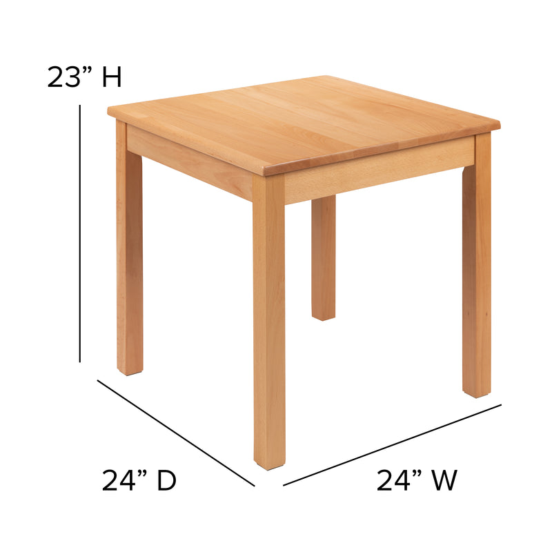 Kids Natural Solid Wood Table and Chair Set for Classroom, Playroom, Kitchen