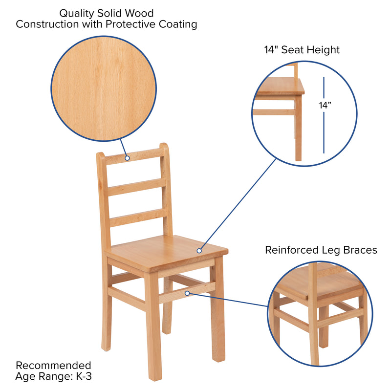 Kids Natural Solid Wood Table and Chair Set for Classroom, Playroom, Kitchen