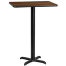24'' x 30'' Rectangular Walnut Laminate Table Top with 22'' x 22'' Bar Height Table Base