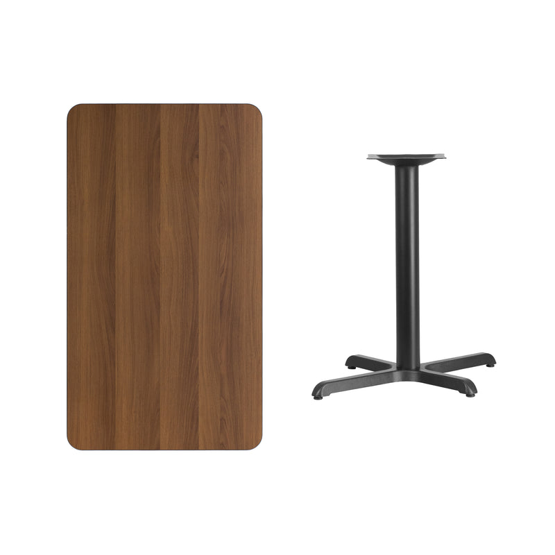 24'' x 42'' Rectangular Walnut Laminate Table Top with 23.5'' x 29.5'' Table Height Base