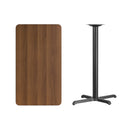 24'' x 42'' Rectangular Walnut Laminate Table Top with 23.5'' x 29.5'' Bar Height Table Base