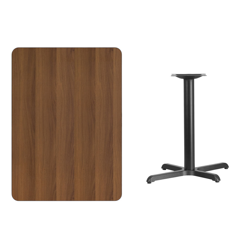 30'' x 42'' Rectangular Walnut Laminate Table Top with 23.5'' x 29.5'' Table Height Base