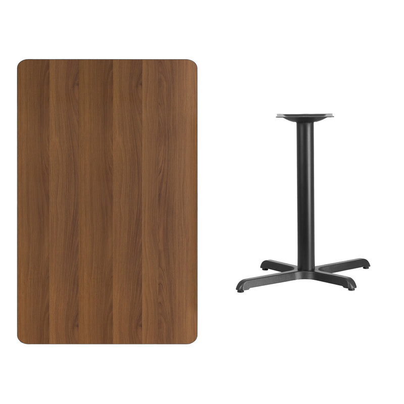 30'' x 48'' Rectangular Walnut Laminate Table Top with 23.5'' x 29.5'' Table Height Base