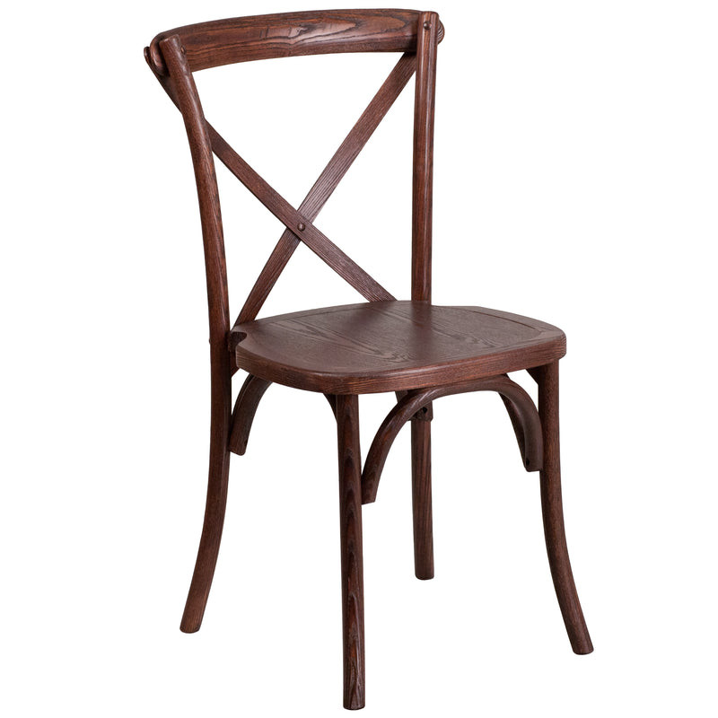 SINGLEWAVE Series Stackable Mahogany Wood Cross Back Chair