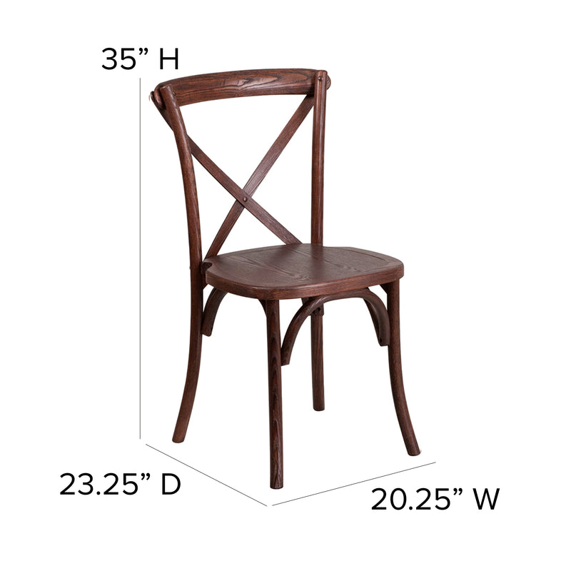 SINGLEWAVE Series Stackable Mahogany Wood Cross Back Chair