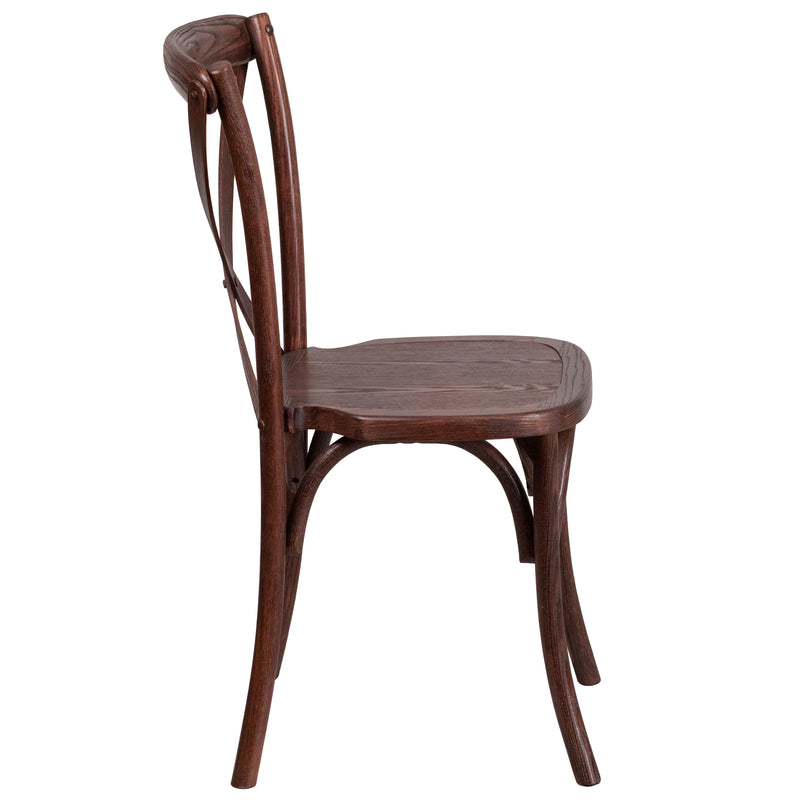 SINGLEWAVE Series Stackable Mahogany Wood Cross Back Chair