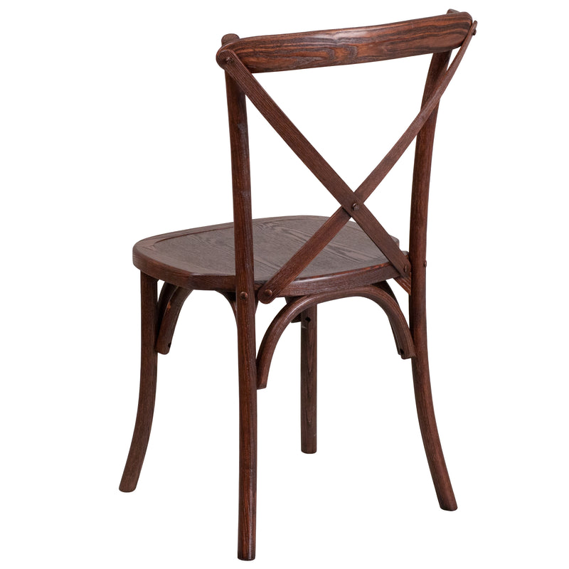 SINGLEWAVE Series Stackable Mahogany Wood Cross Back Chair