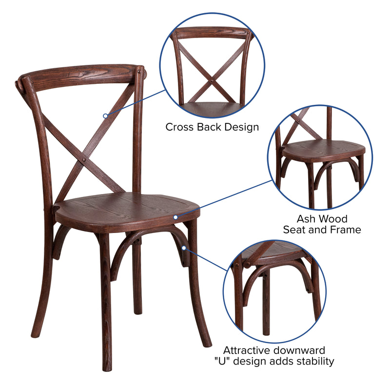 SINGLEWAVE Series Stackable Mahogany Wood Cross Back Chair