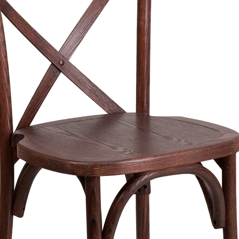 SINGLEWAVE Series Stackable Mahogany Wood Cross Back Chair