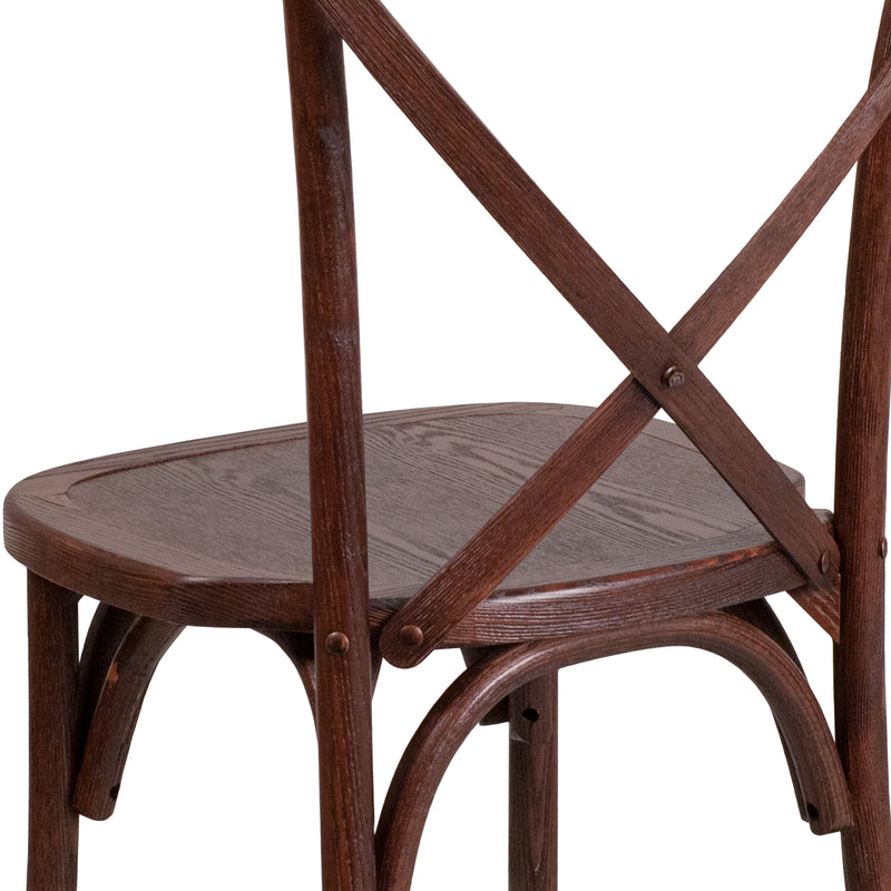 SINGLEWAVE Series Stackable Mahogany Wood Cross Back Chair