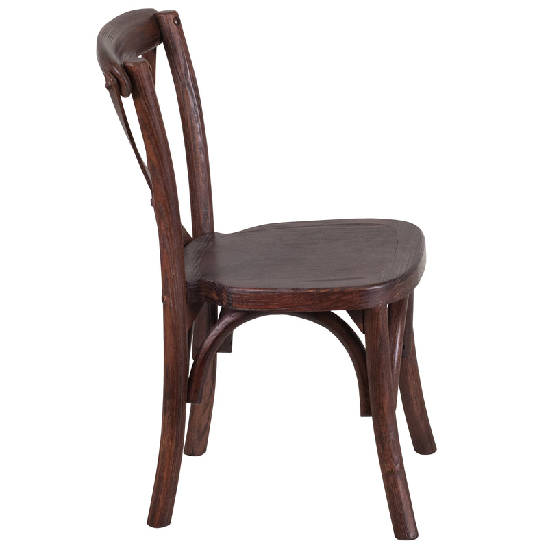 SINGLEWAVE Series Stackable Kids Mahogany Wood Cross Back Chair