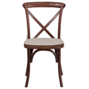 SINGLEWAVE Series Stackable Mahogany Wood Cross Back Chair with Cushion
