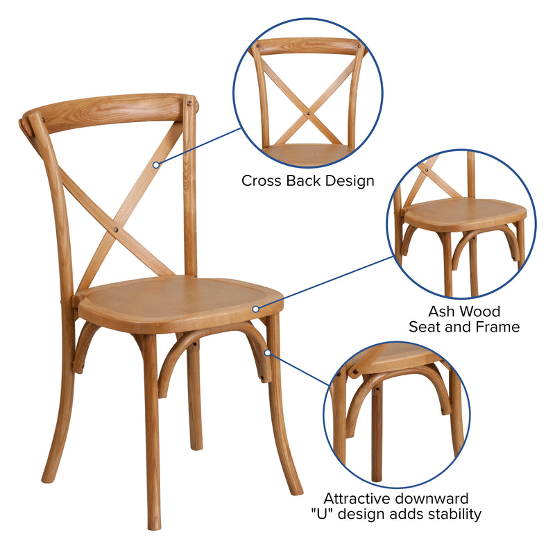 SINGLEWAVE Series Stackable Oak Wood Cross Back Chair