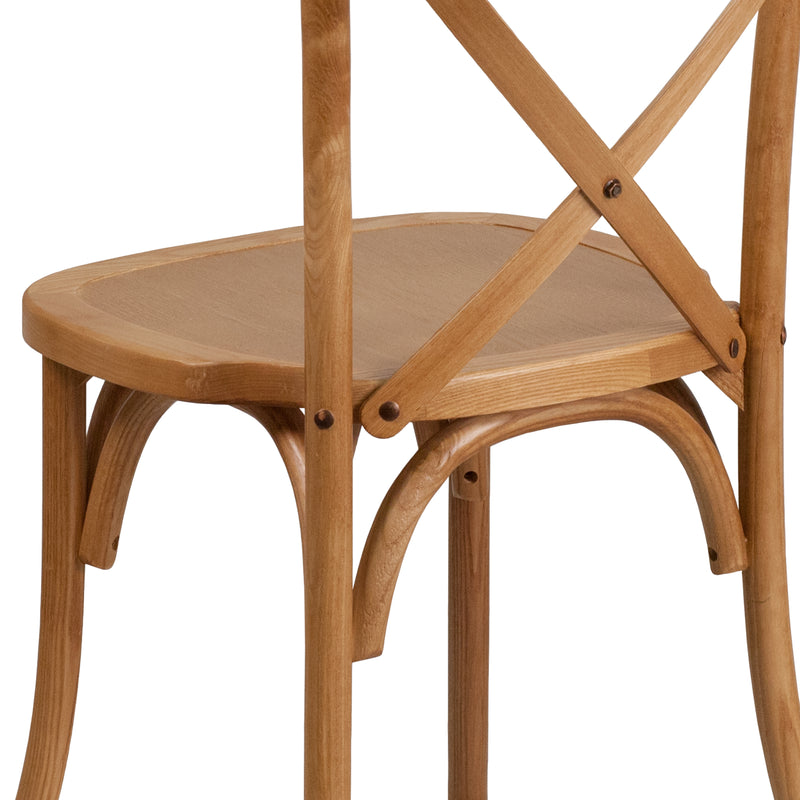 SINGLEWAVE Series Stackable Oak Wood Cross Back Chair