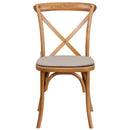 SINGLEWAVE Series Stackable Oak Wood Cross Back Chair with Cushion