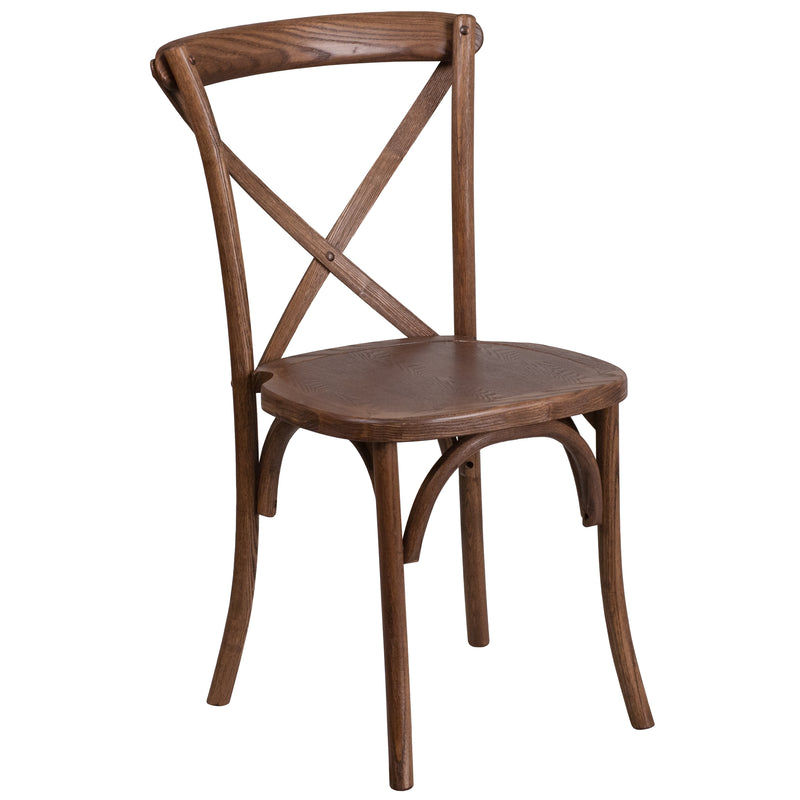 SINGLEWAVE Series Stackable Pecan Wood Cross Back Chair