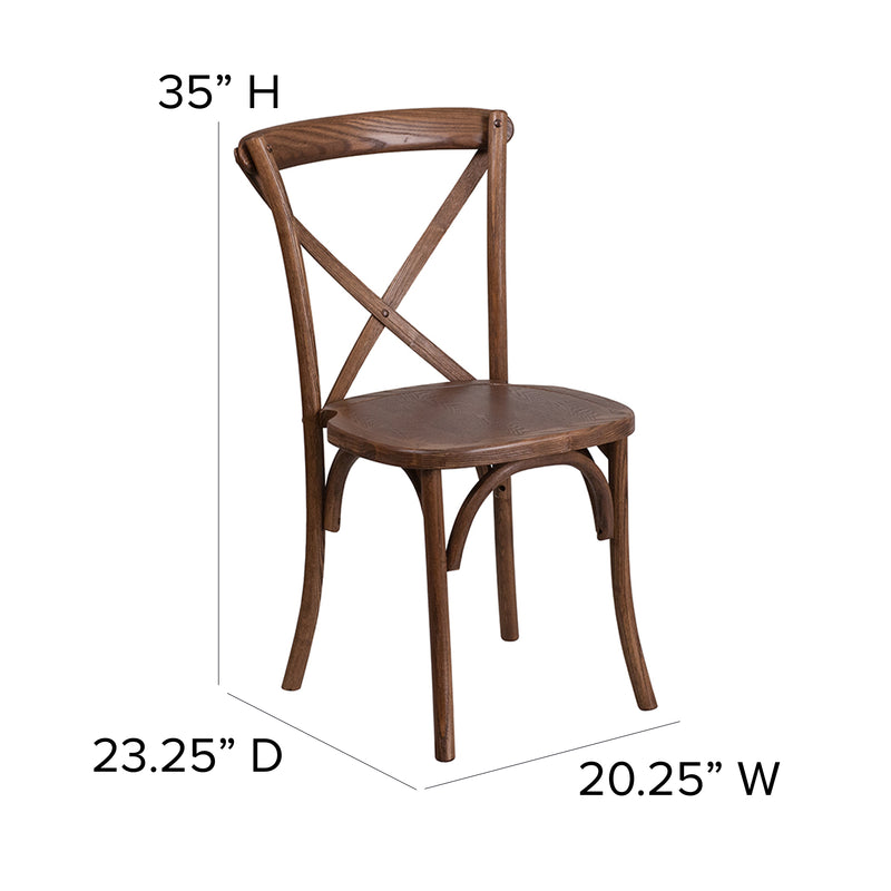 SINGLEWAVE Series Stackable Pecan Wood Cross Back Chair