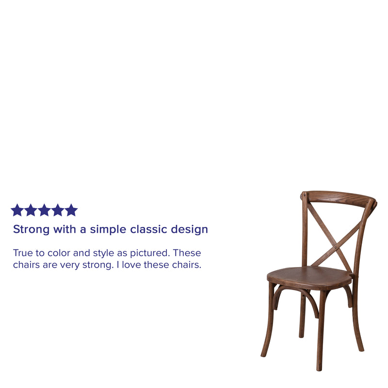 SINGLEWAVE Series Stackable Pecan Wood Cross Back Chair