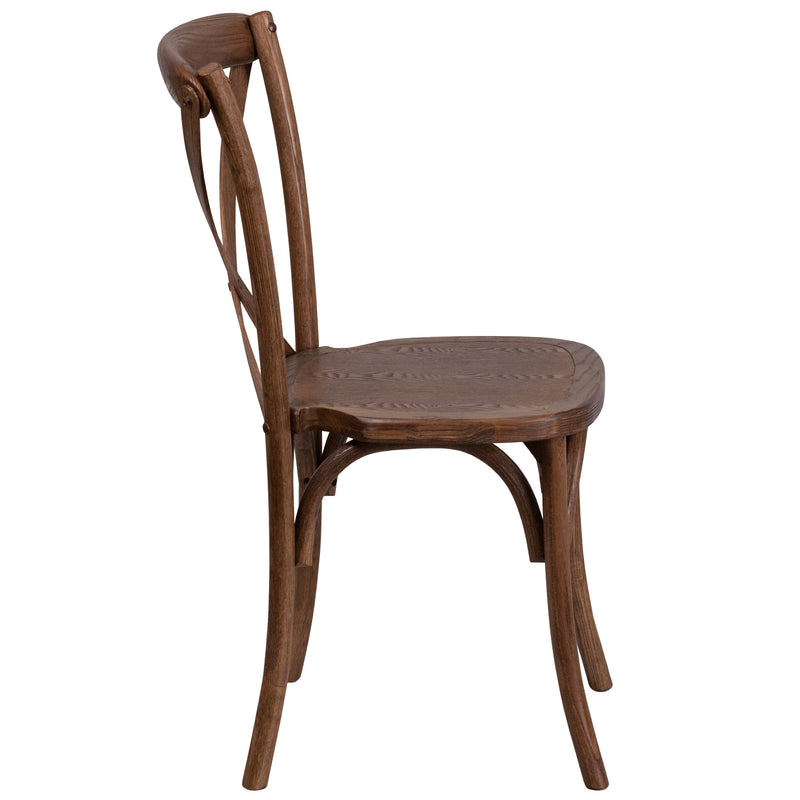 SINGLEWAVE Series Stackable Pecan Wood Cross Back Chair