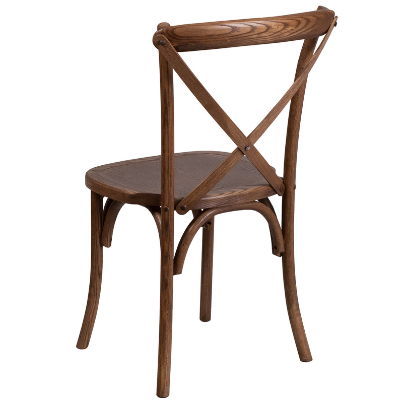 SINGLEWAVE Series Stackable Pecan Wood Cross Back Chair