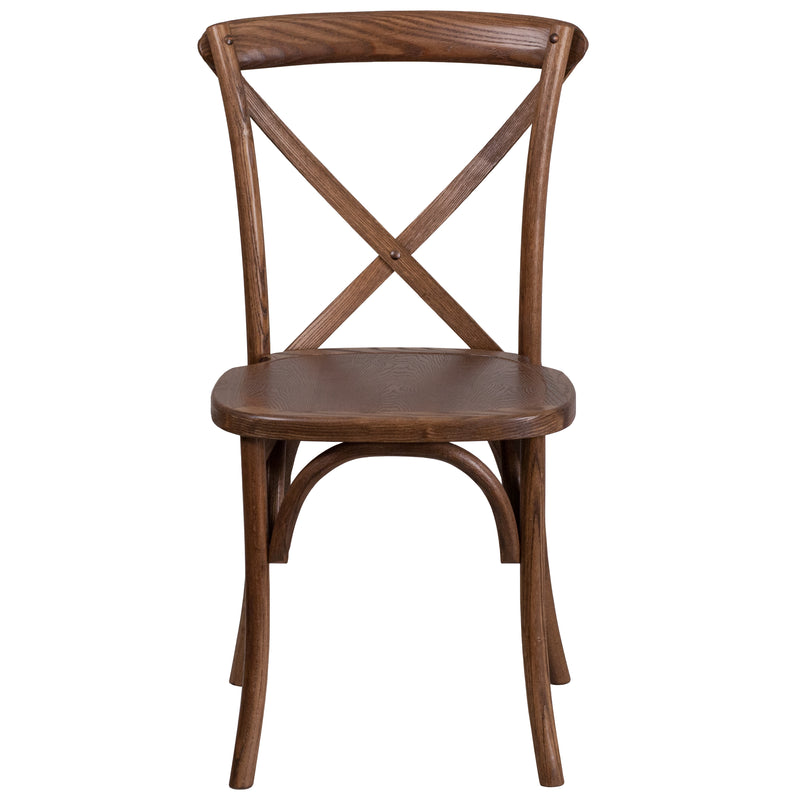 SINGLEWAVE Series Stackable Pecan Wood Cross Back Chair