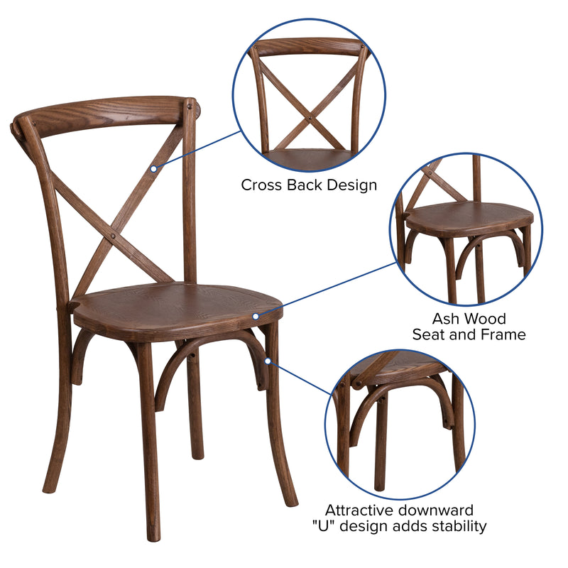 SINGLEWAVE Series Stackable Pecan Wood Cross Back Chair