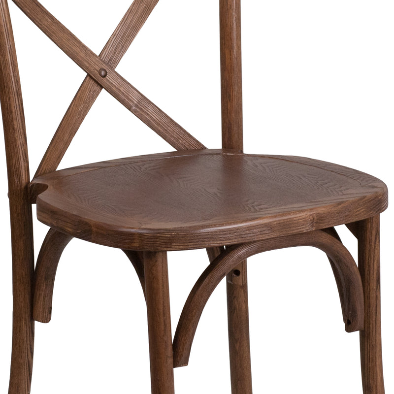 SINGLEWAVE Series Stackable Pecan Wood Cross Back Chair